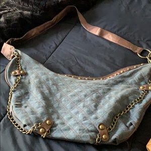 Jean purse with bronze straps